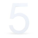 Wood Arial Font White Painted MDF Wood Number 5 (Five) 6 Inches in White color