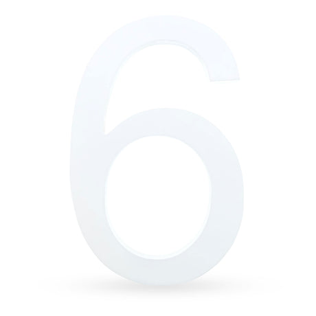 Wood Arial Font White Painted MDF Wood Number 6 (Six) 6 Inches in White color