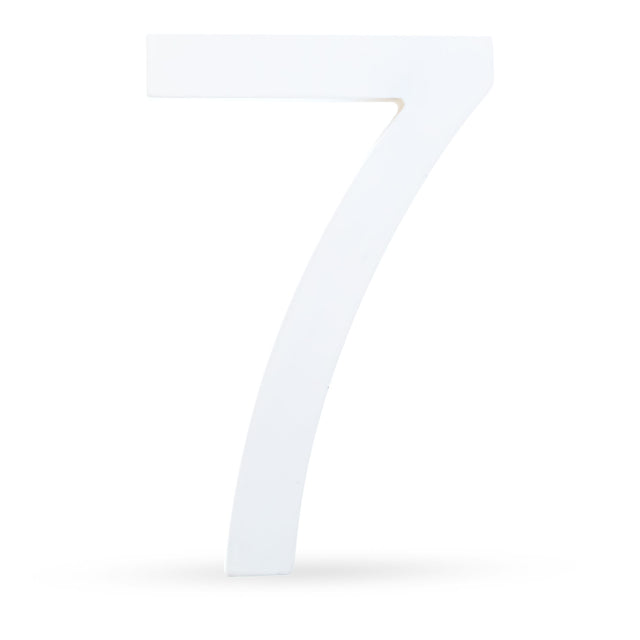 Wood Arial Font White Painted MDF Wood Number 7 (Seven) 6 Inches in White color