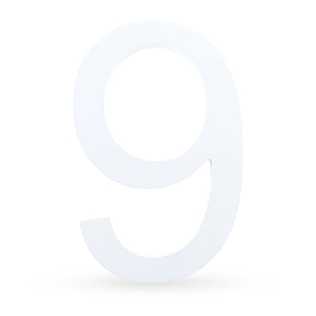 Wood Arial Font White Painted MDF Wood Number 9 (Nine) 6 Inches in White color