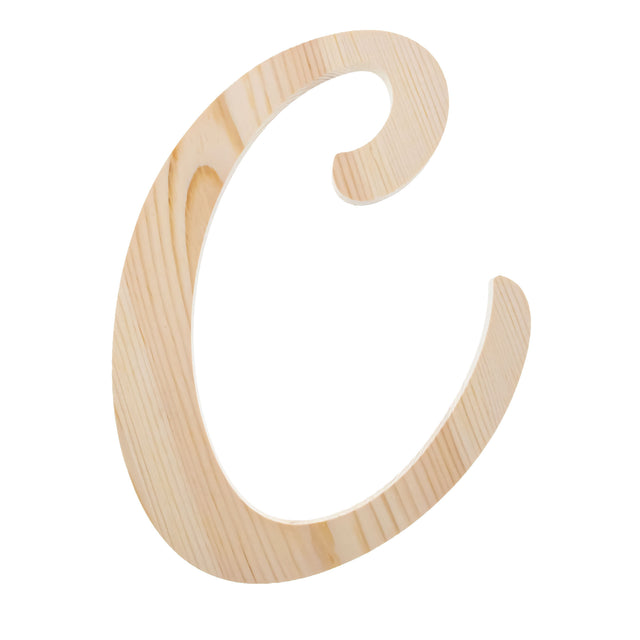 Wood Unfinished Wooden Playball Italic Letter C (6.25 Inches) in Beige color