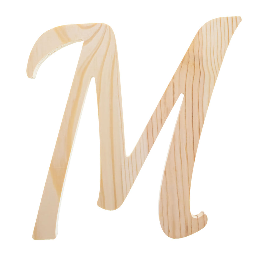 Wood Unfinished Wooden Playball Italic Letter M (6.25 Inches) in Beige color