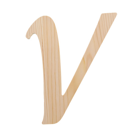 Wood Unfinished Wooden Playball Italic Letter V (6.25 Inches) in Beige color