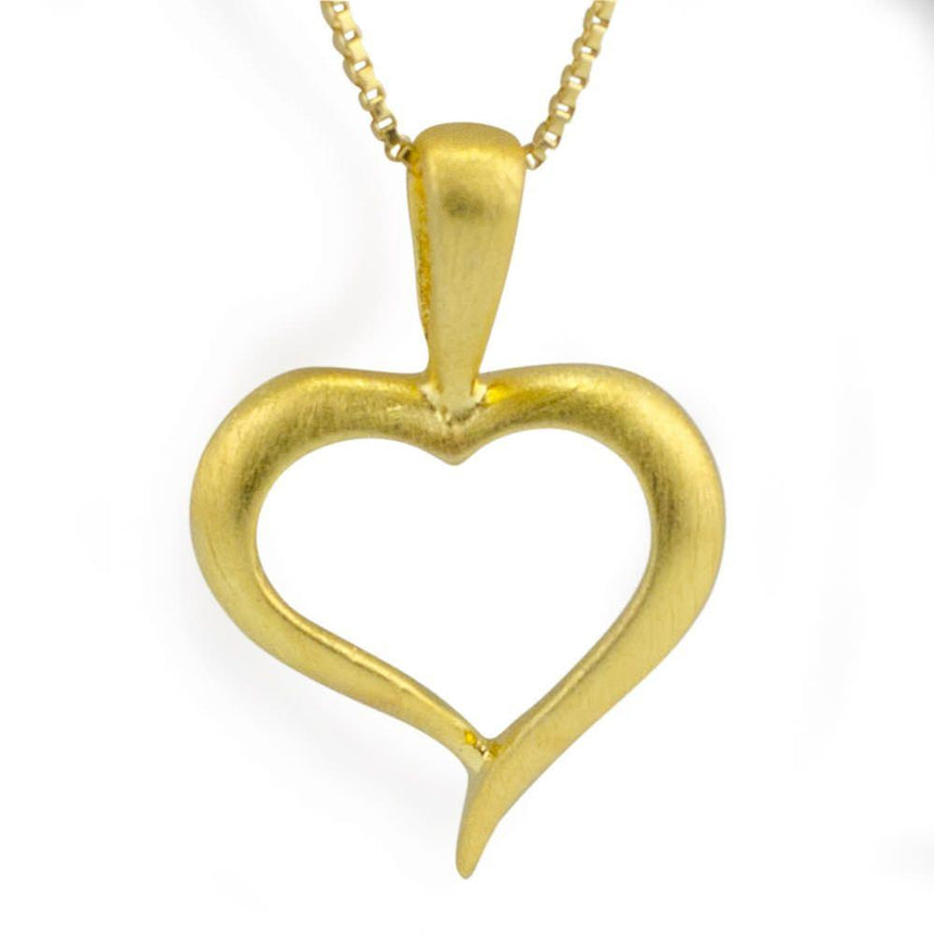 Sterling Silver Matte Vermeil Heart Sterling Silver Pendant in Gold color