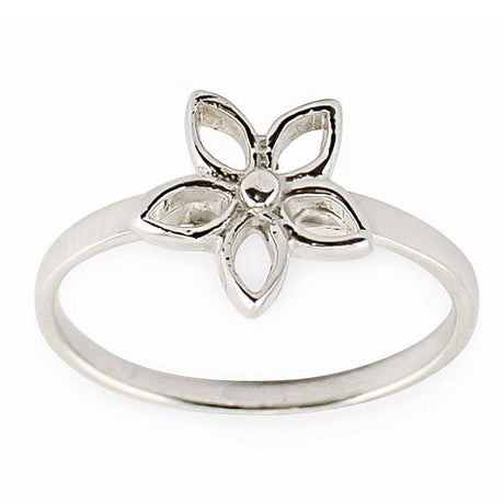 Sterling Silver Flower Sterling Silver Ring (Size 7) in Silver color