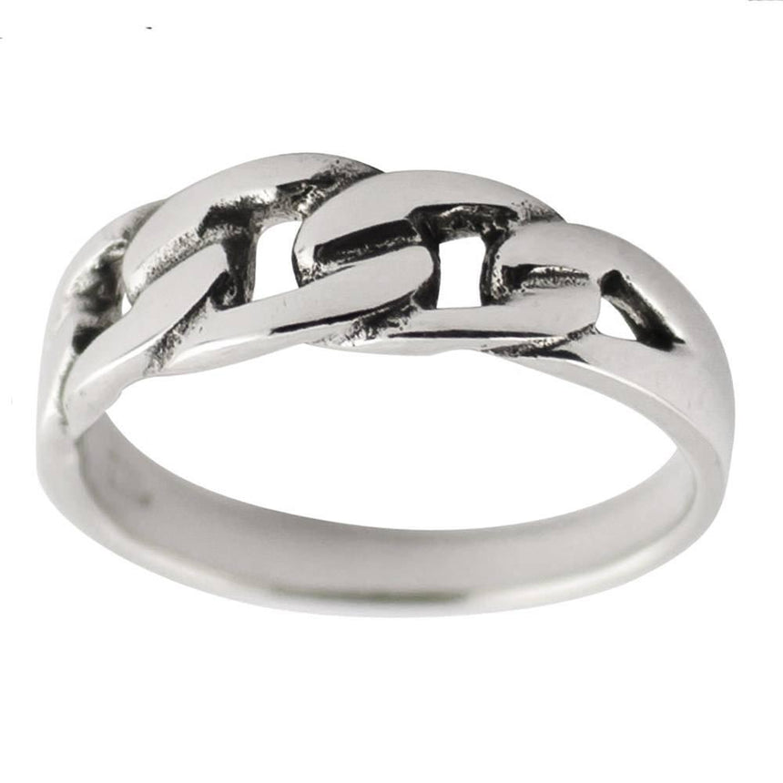 Sterling Silver Chain Design Sterling Silver Ring (Size 7) in Silver color