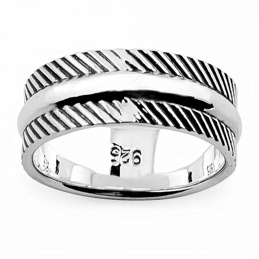 Sterling Silver Anti-Tarnish Sterling Silver Men's Ring (Size 9) in Silver color