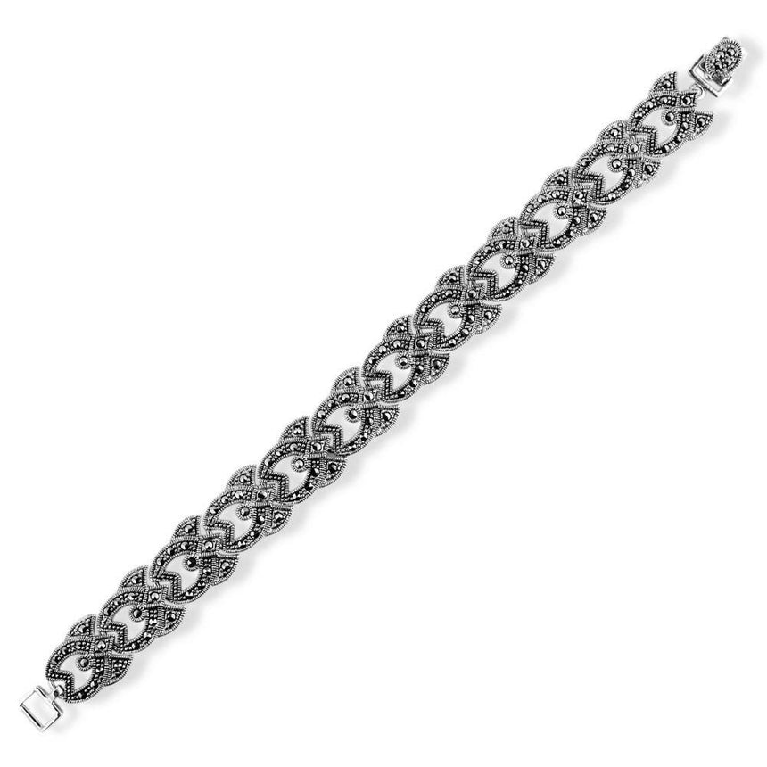 Sterling Silver Swiss Marcasite Sterling Silver Bracelet in  color