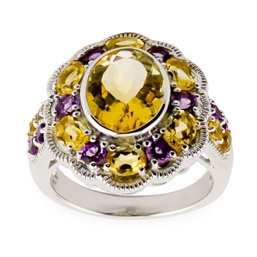 Sterling Silver Amethyst Citrine Sterling Silver Ring in  color