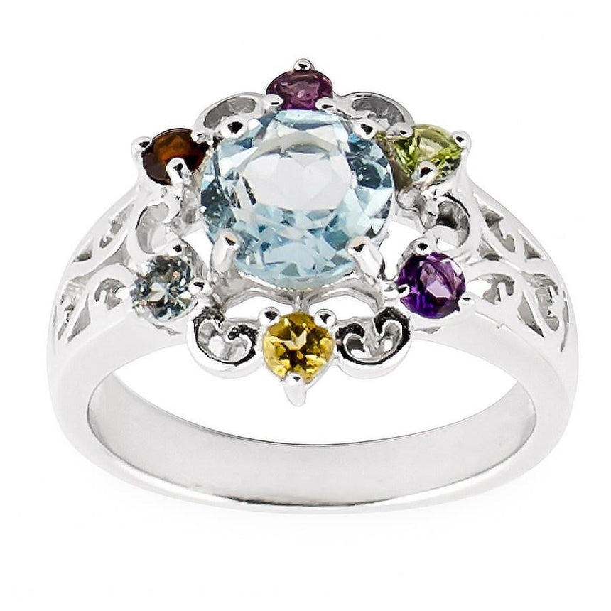 Sterling Silver Sky-Blue Topaz Sterling Silver Ring (Size 7) in Silver color