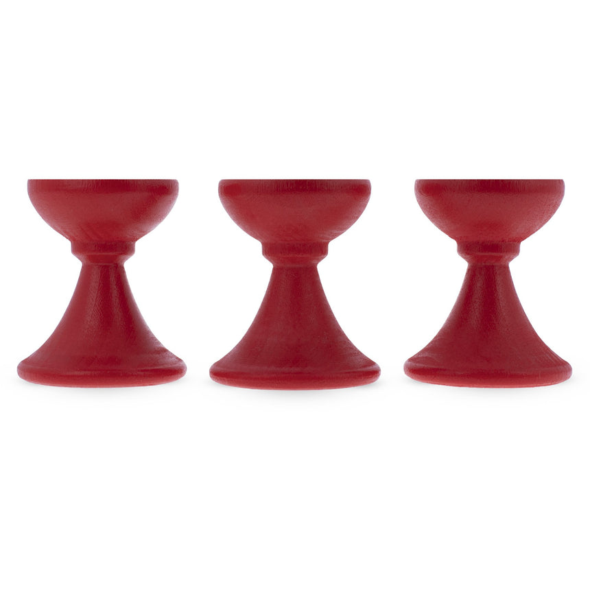 Wood Set of 3 Red Wooden Egg Stands Holders Displays 1.4 Inches in Red color