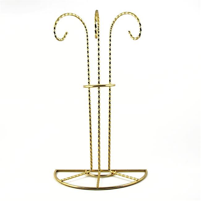 Metal Swirl Legs Gold Tone Metal 3 Ornaments Stand 11 Inches in Gold color