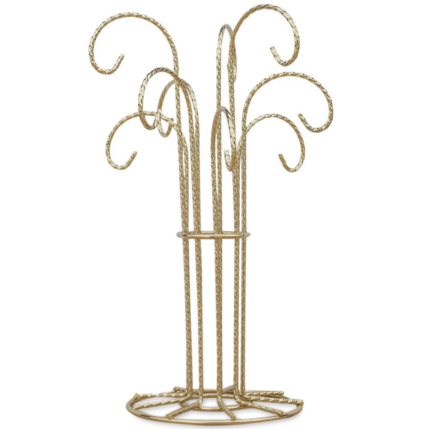 Metal 9 Arm Gold Tone Twisted Brass Metal 9 Ornaments Stand 12 Inches in Gold color