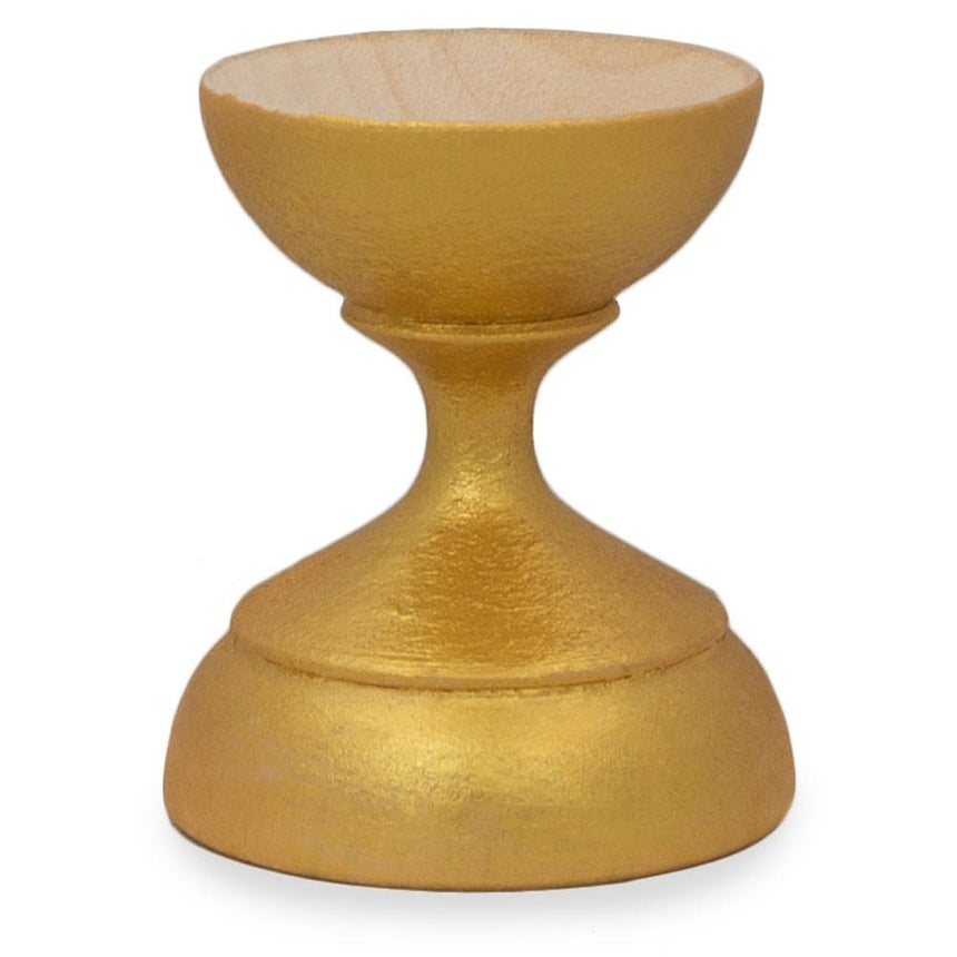 Wood Metallic Gold Wooden Ukrainian Egg Sphere Stand Holder Display 1.6 Inches in Gold color