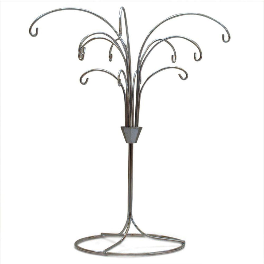 Metal 12-Arm Silver Ornament Stand - Tree Branches Design in Silver Metal, Holds 12 Ornaments 12 Inches in Silver color