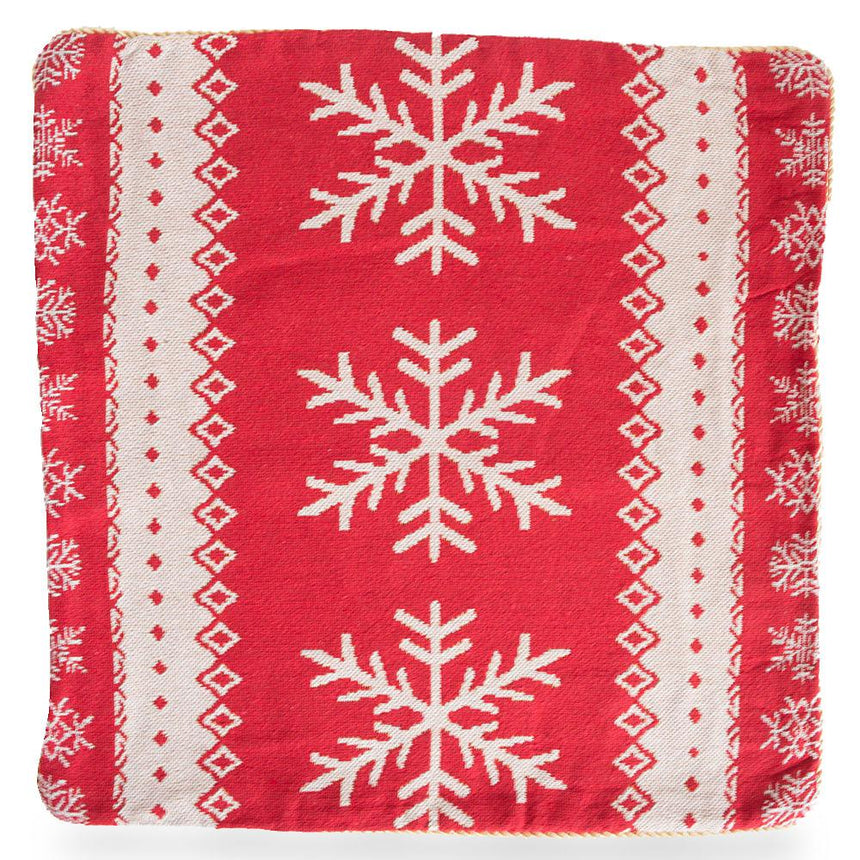 Set of 2 White Snowflakes on Red Christmas Throw Cushion Pillow Covers