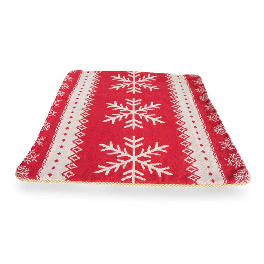 Juego de 2 fundas de almohada para cojines con copos de nieve blancos y rojos navideños