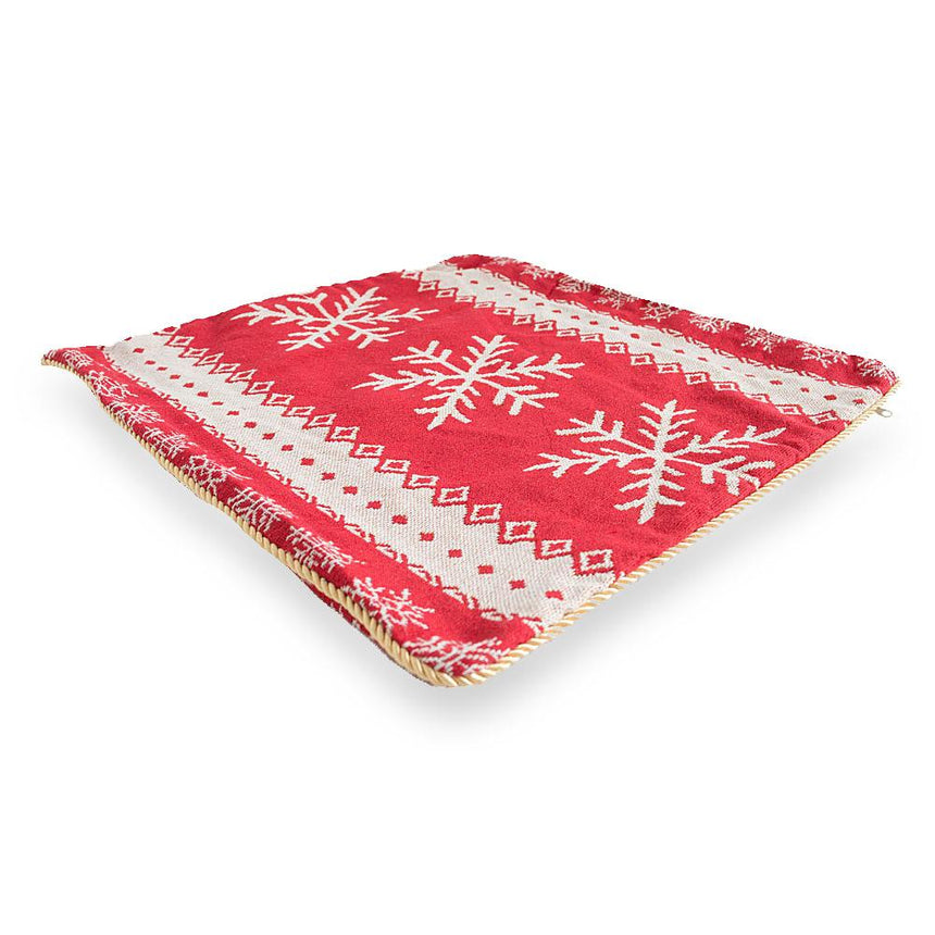 Set of 2 White Snowflakes on Red Christmas Throw Cushion Pillow Covers