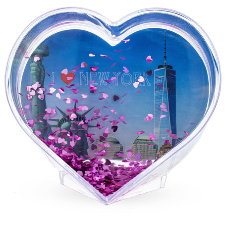 Heart Shape "I Love New York" Clear Plastic Water Globe Picture Frame ,dimensions in inches: 3.5 x  x 3.8