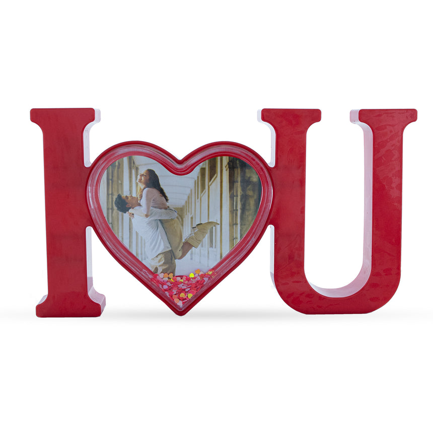 Plastic Red Letters "I Love You" Plastic Picture Water Frame with LED Lights Romantic Valentine's Day Figurine in Red color