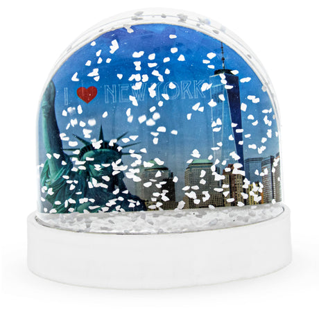 Wood New York City (NYC) Snowy Skyline Clear Acrylic Plastic Water Globe Picture Frame in Clear color