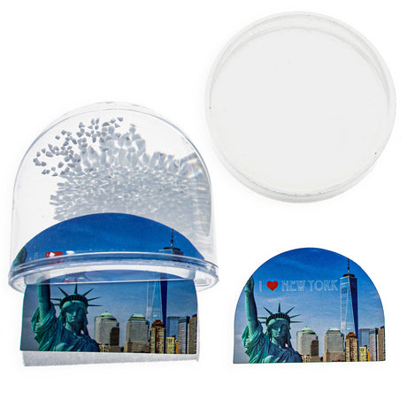 New York City (NYC) Snowy Skyline Clear Acrylic Plastic Water Globe Picture Frame ,dimensions in inches: 3.3 x  x 3.3