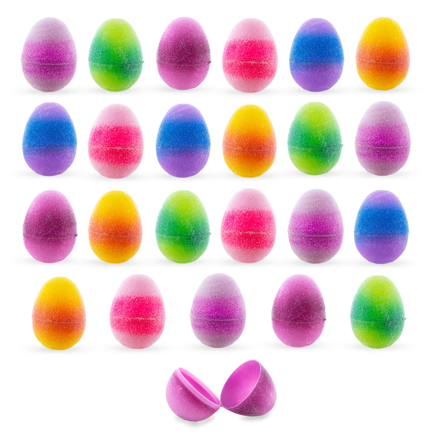 Plastic Set of 24 Glittered Jelly Fruit Marmalade Plastic Easter Eggs, 2.25 Inches Each in Multi color Oval