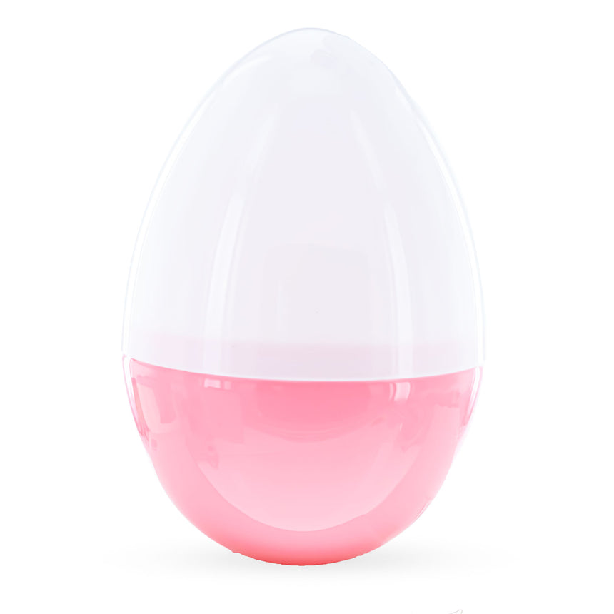 Large Bunny Giant Jumbo Size White and Pink Plastic Easter Egg 10 Inches ,dimensions in inches: 10 x 7 x 7