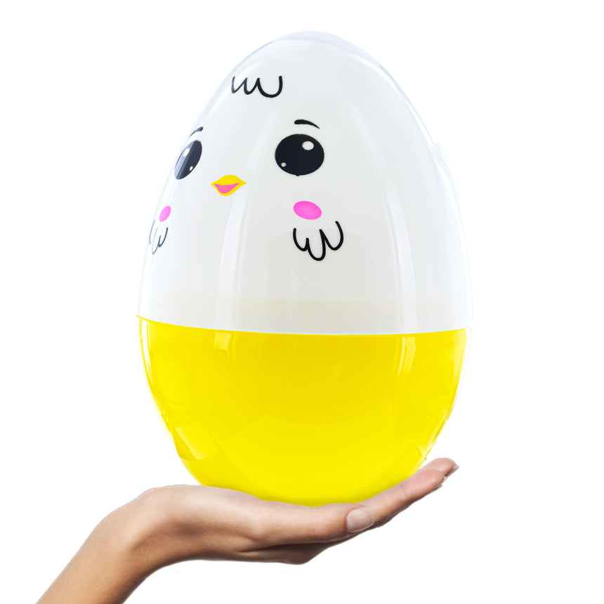 Plastic Giant Jumbo Large Size White and Yellow Chick Plastic Easter Egg 10 Inches in Multi color Oval