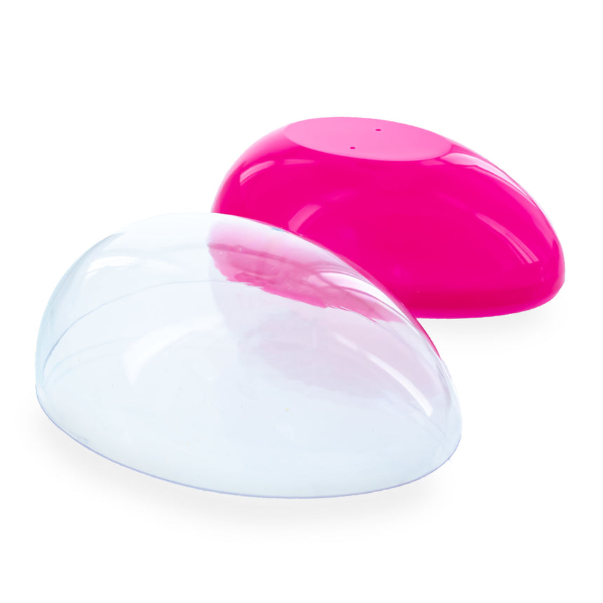 Large Fillable Clear Top Pink Bottom Plastic Easter Egg 5.1 Inches ,dimensions in inches: 5.1 x 3.54 x 5.1