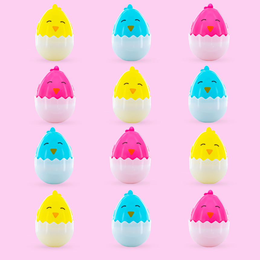 Set of 12 Adorable Colorful Chick Hatchings Easter Eggs 2.25 Inches ,dimensions in inches: 2.25 x 2.25 x