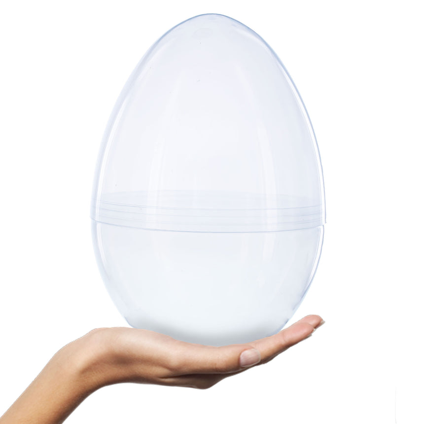 Set of 2 Giant Transparent Jumbo Size Clear Plastic Easter Eggs 10 Inches ,dimensions in inches: 10 x 7.1 x 7.1