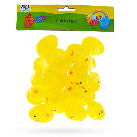 Set of 20 Chicks Fillable Plastic Easter Eggs 2.25 Inches ,dimensions in inches: 2.25 x 1.55 x 1.55