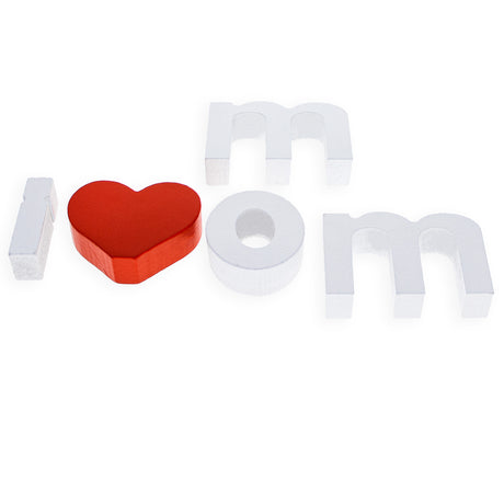 Cherished 'I Love Mom' Wooden Phrase Display ,dimensions in inches:  x  x