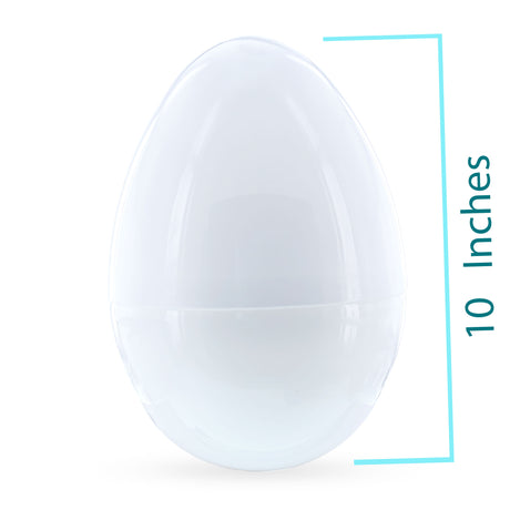 Set of 2 White Plastic Jumbo Size Easter Eggs 10 Inches ,dimensions in inches: 10 x 7 x 7