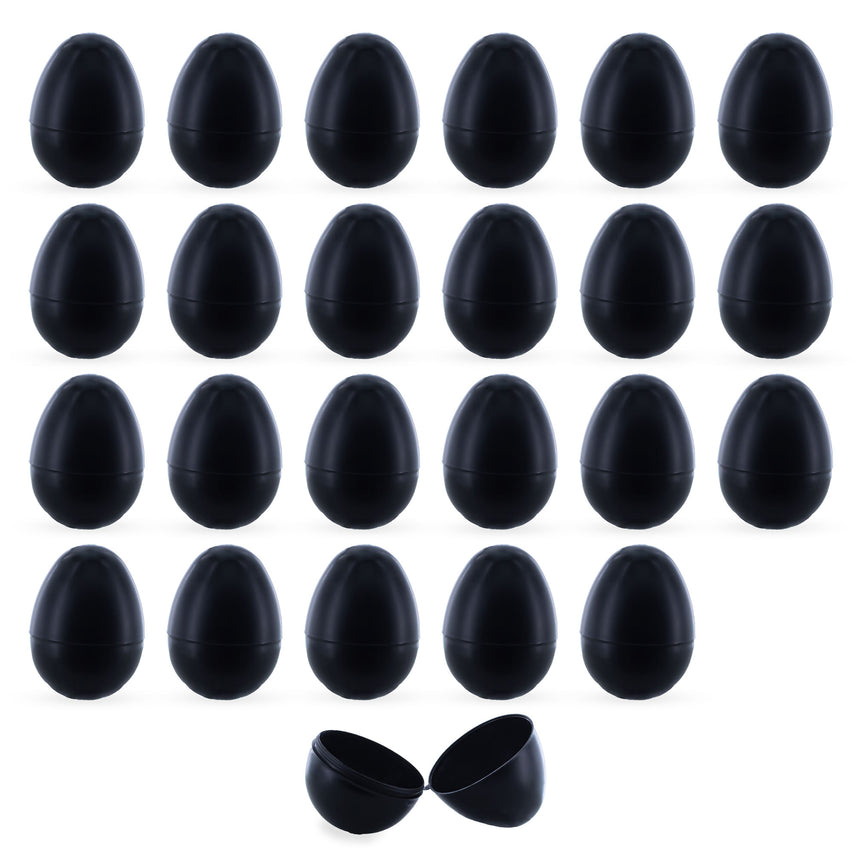 Plastic 24 Matte Blackboard Plastic Easter Eggs, Each 2.25 Inches in Black color Oval