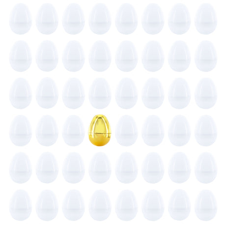 Plastic 47 White Plastic Easter Eggs + 1 Surprise Golden Egg Set in White color Oval