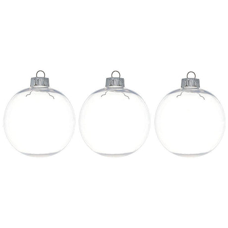 Plastic Set of 3 Clear Plastic Christmas Ornaments DIY Craft 3.27 Inches in Clear color Round