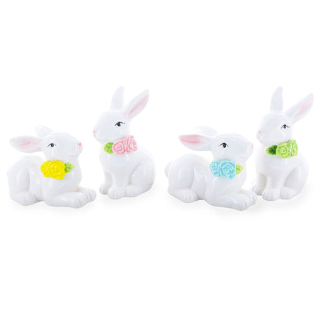 Set of 4 Porcelain Easter Bunnies 4 Inches ,dimensions in inches: 4 x 3 x 2.5