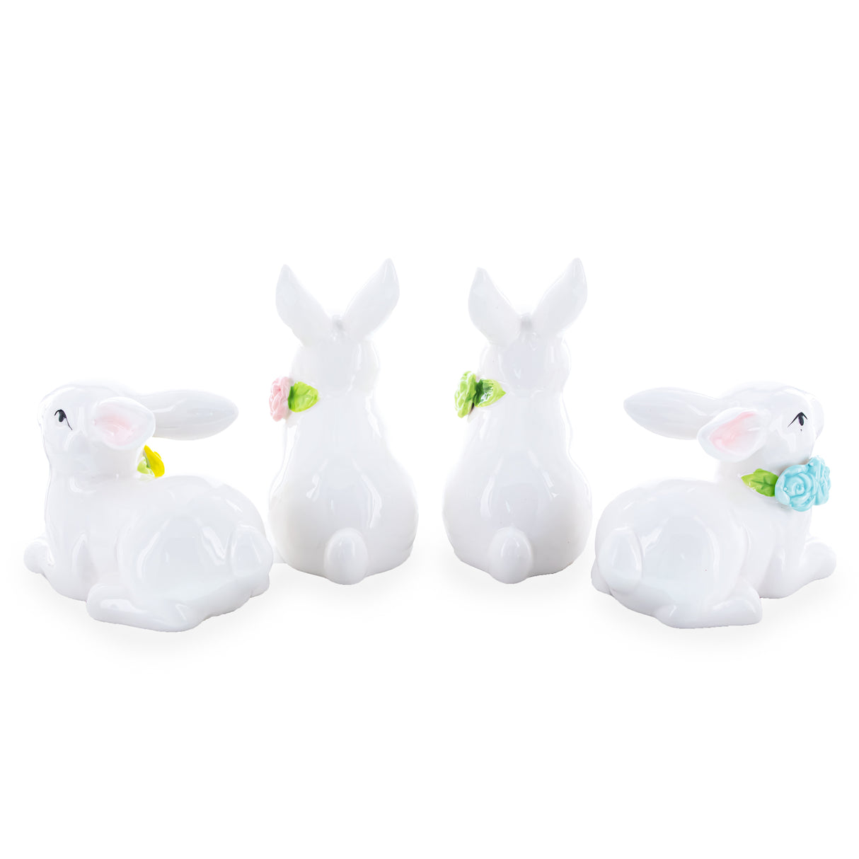 Set of 4 Porcelain Easter Bunnies 4 Inches ,dimensions in inches: 4 x 3 x 2.5