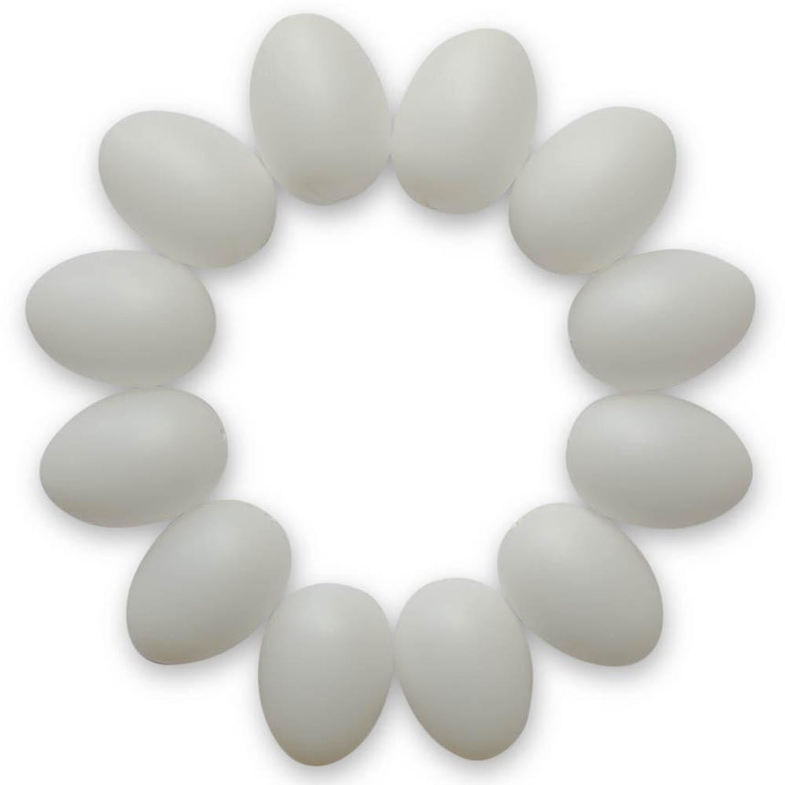 Plastic 12 Blank Hollow Solid White Plastic Easter Eggs 2.25 Inches in White color Oval