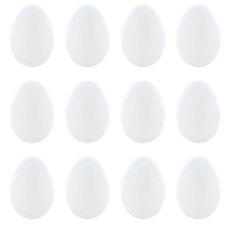 Plastic 12 Blank Hollow Solid White Plastic Easter Eggs 2.25 Inches in White color Oval