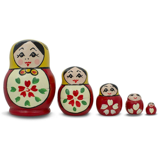 Wood Set of 5 Semenov Classic Wooden Nesting Dolls 3.5 Inches in Multi color Cylindrical, Sphere