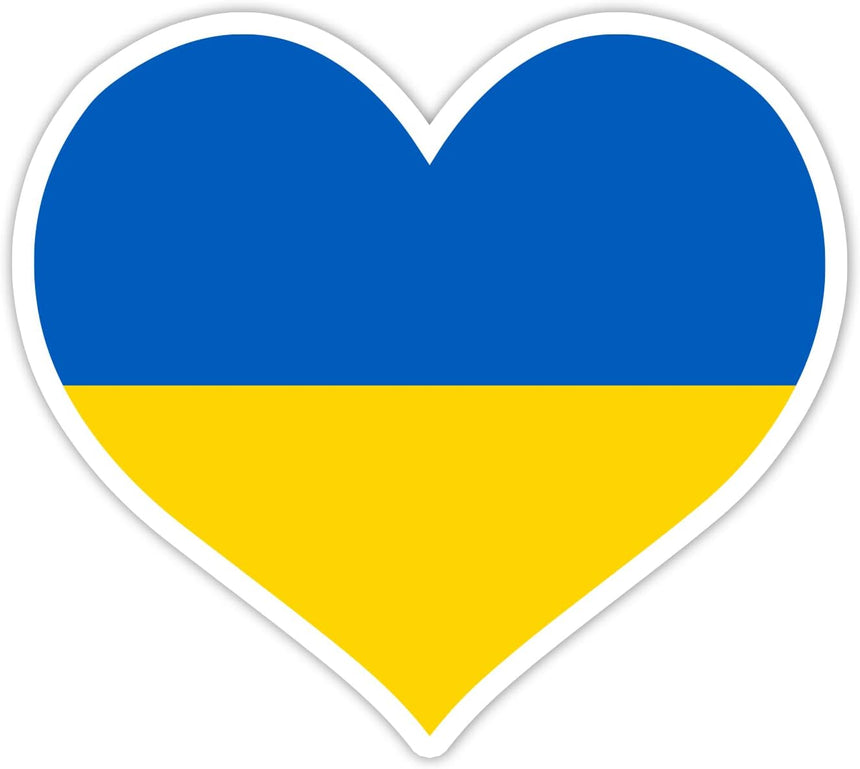 Plastic Ukrainian Flag Sticker Vinyl Heart Shaped Car Bumper Decal in Multi color Heart