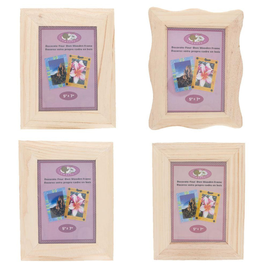 Wood Set of 4 Unfinished Unpainted Wooden Picture Frames 9.5 Inches x 7.5 Inches in Beige color Rectangular