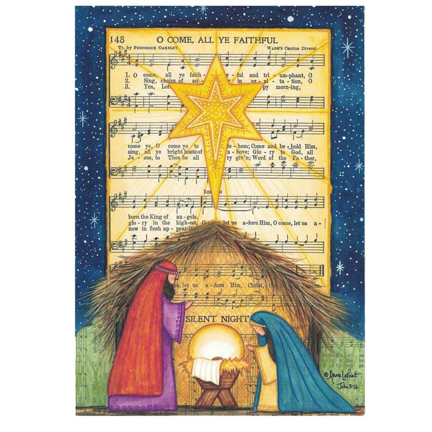 Paper It's Christmas! Set of 2 Silent Night Greeting Cards in Multi color Rectangular