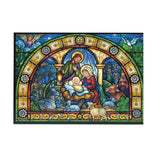 Paper Set of 2 Christmas Story Greeting Cards with Nativity Scene in Multi color Rectangular