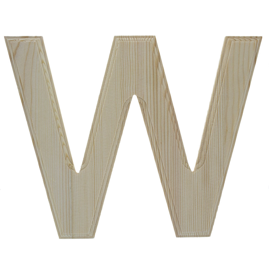 Wood Unfinished Wooden Arial Font Letter W (6.25 Inches) in Beige color