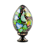 Wood Long Tail Bird Hi-Gloss Wooden Easter Egg in Multi color Triangle