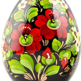 Red Flowers Ukrainian Hi-Gloss Wooden Easter EggUkraine ,dimensions in inches:  x  x